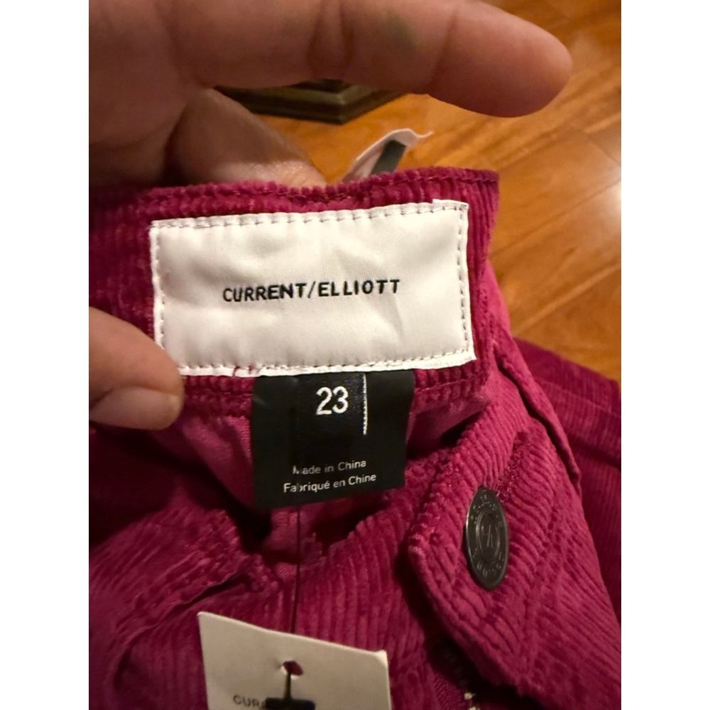 Women's Current/Elliott Magenta Corduroy Flare Pants Size 23 - Picture 7 of 8